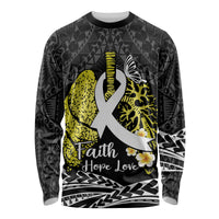 Personalised Polynesia World Lung Cancer Day Long Sleeve Shirt Faith Hope Love LT14 Unisex Black - Polynesian Pride