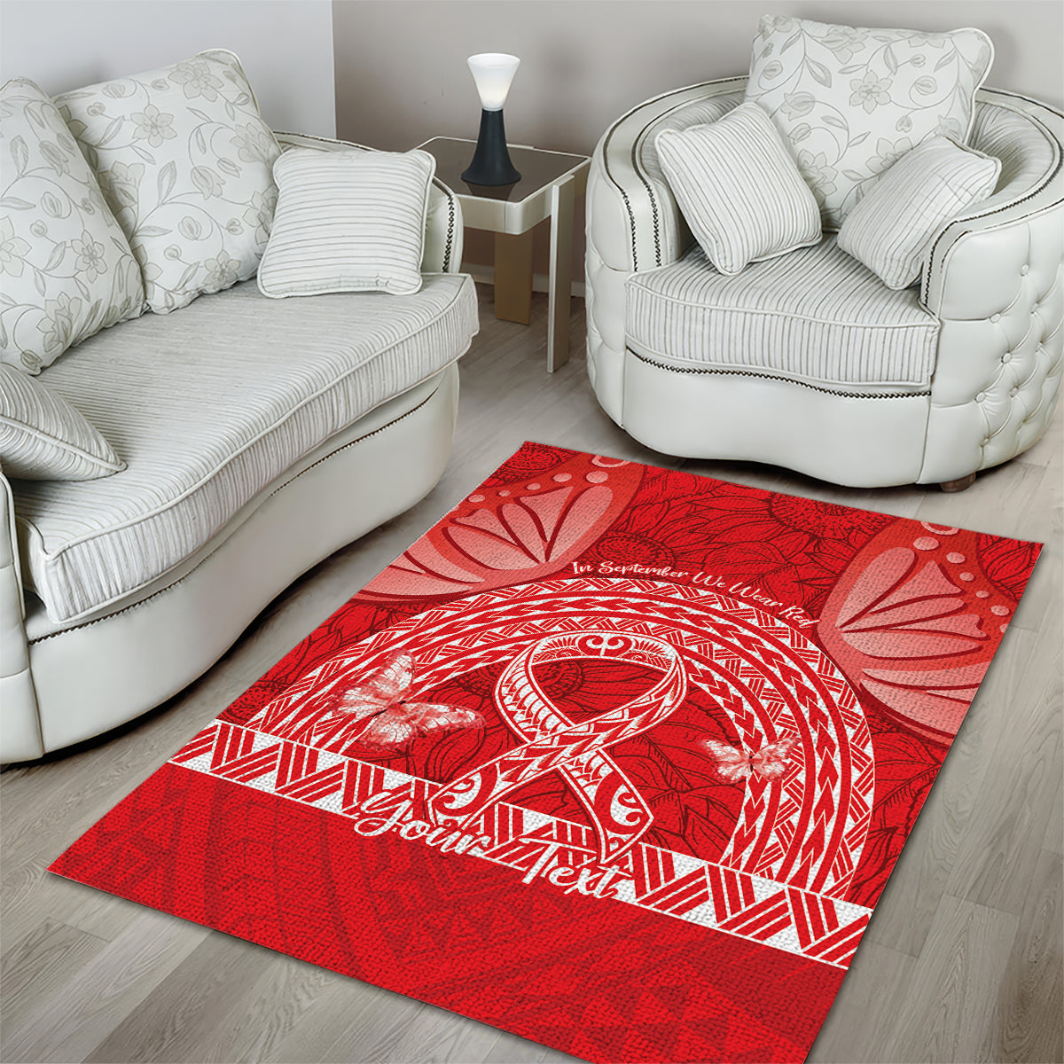 Personalised In September We Wear Red Area Rug Polynesia Blood Cancer Awareness LT14 - Polynesian Pride