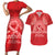 Personalised In September We Wear Red Couples Matching Short Sleeve Bodycon Dress and Hawaiian Shirt Polynesia Blood Cancer Awareness