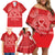 Personalised In September We Wear Red Family Matching Off Shoulder Short Dress and Hawaiian Shirt Polynesia Blood Cancer Awareness