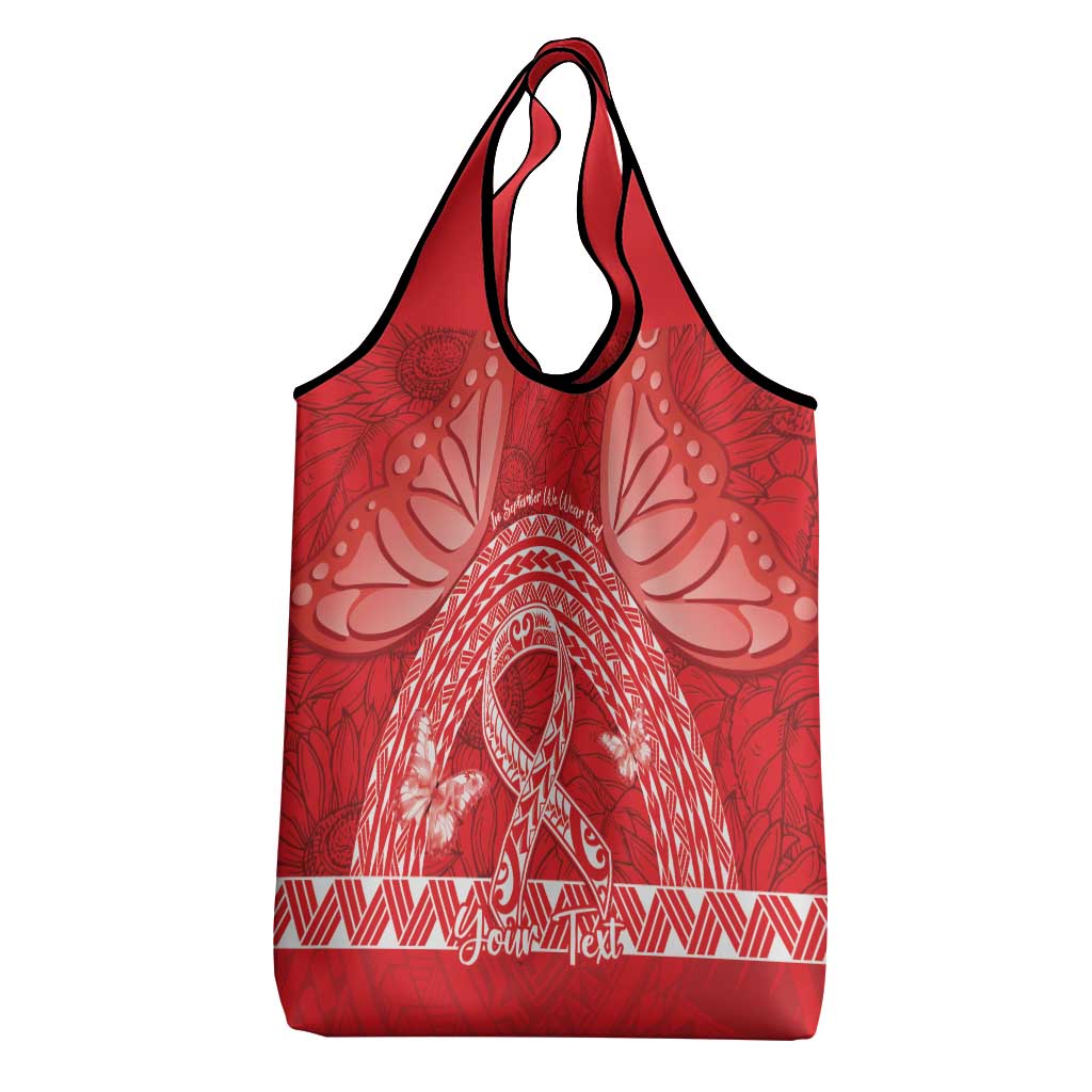 Personalised In September We Wear Red Grocery Bag Polynesia Blood Cancer Awareness LT14 - Polynesian Pride