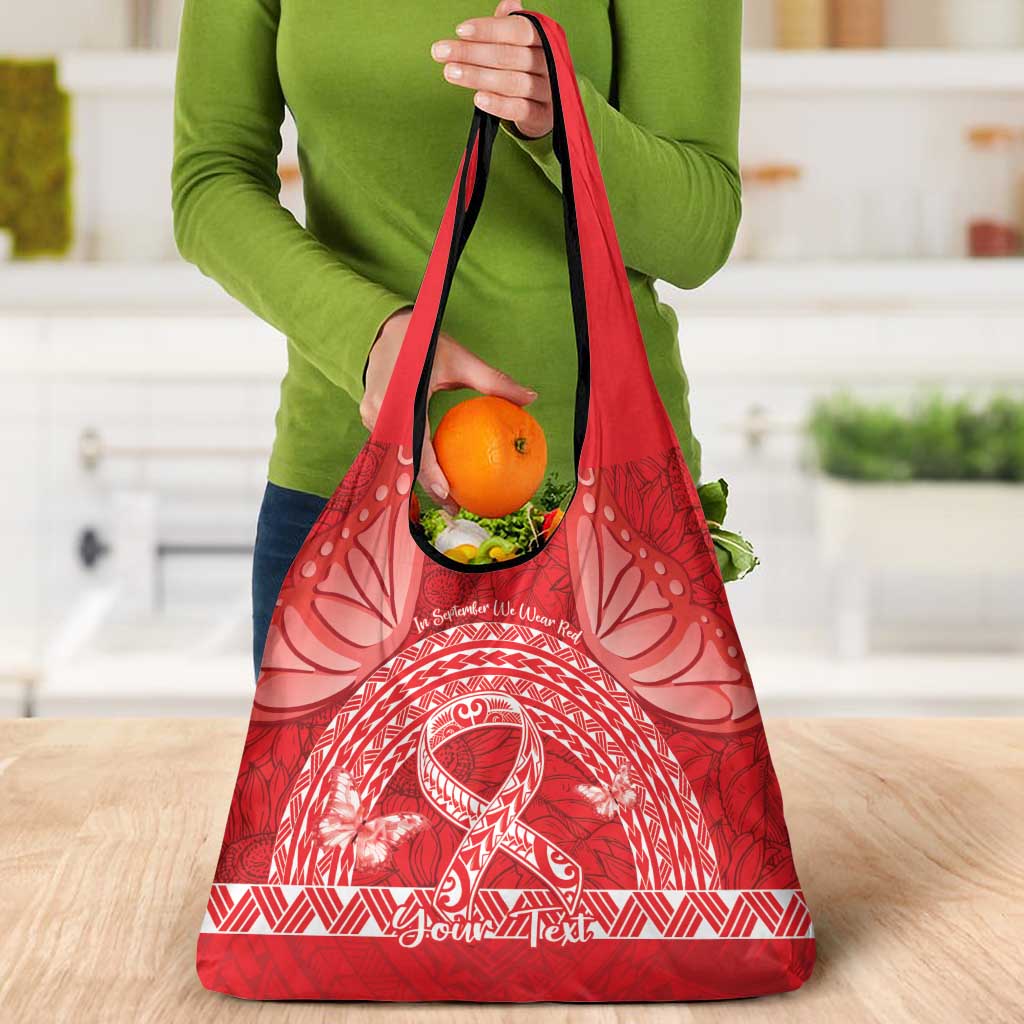 Personalised In September We Wear Red Grocery Bag Polynesia Blood Cancer Awareness LT14 - Polynesian Pride