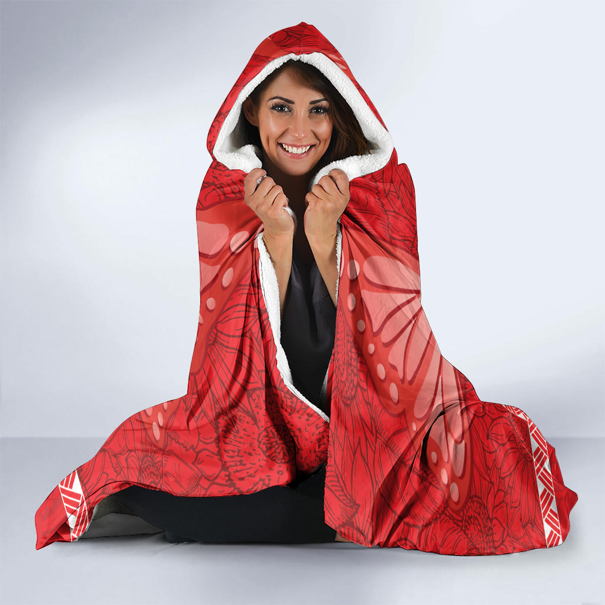 Personalised In September We Wear Red Hooded Blanket Polynesia Blood Cancer Awareness LT14 - Polynesian Pride