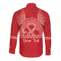 Personalised In September We Wear Red Long Sleeve Button Shirt Polynesia Blood Cancer Awareness LT14 - Polynesian Pride