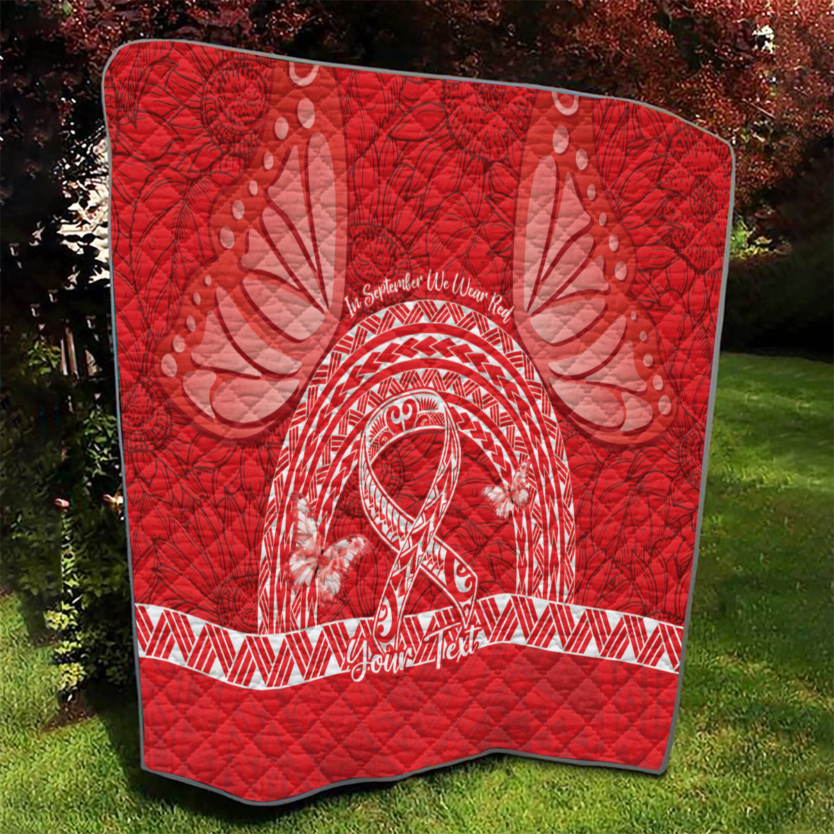 Personalised In September We Wear Red Quilt Polynesia Blood Cancer Awareness LT14 - Polynesian Pride