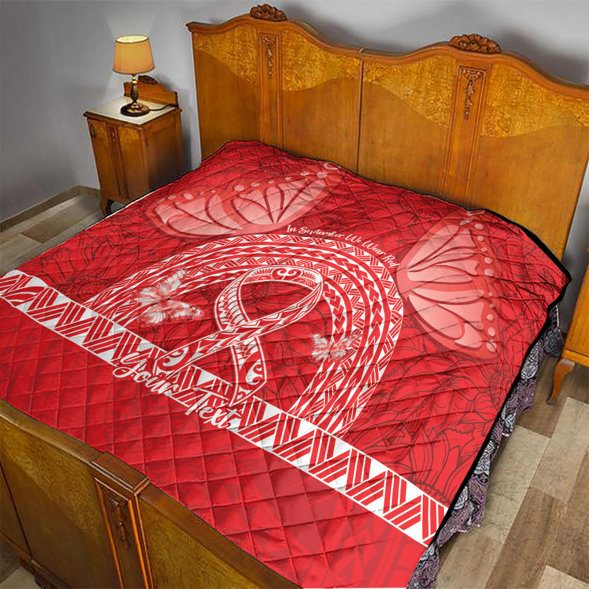 Personalised In September We Wear Red Quilt Polynesia Blood Cancer Awareness LT14 - Polynesian Pride