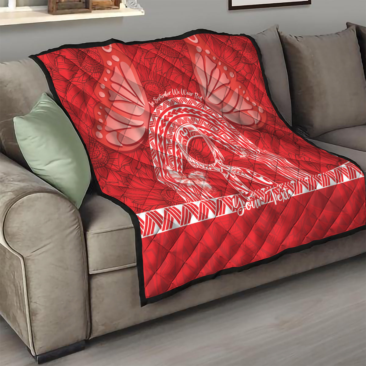 Personalised In September We Wear Red Quilt Polynesia Blood Cancer Awareness LT14 - Polynesian Pride