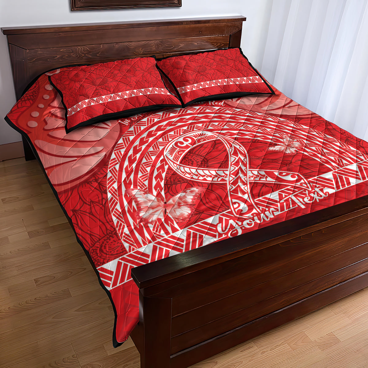 Personalised In September We Wear Red Quilt Bed Set Polynesia Blood Cancer Awareness LT14 - Polynesian Pride