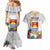 Kiribati Independence Day Couples Matching Mermaid Dress and Hawaiian Shirt Frigatebird Mix Tropical Flowers - White Style