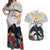 Kiribati Independence Day Couples Matching Off Shoulder Maxi Dress and Hawaiian Shirt Frigatebird Mix Tropical Flowers - White Style