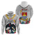 Kiribati Independence Day Hoodie Frigatebird Mix Tropical Flowers - White Style