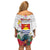 Kiribati Independence Day Off Shoulder Short Dress Frigatebird Mix Tropical Flowers - White Style