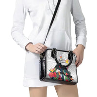 Kiribati Independence Day Shoulder Handbag Frigatebird Mix Tropical Flowers - White Style LT14 - Polynesian Pride