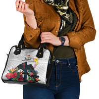 Kiribati Independence Day Shoulder Handbag Frigatebird Mix Tropical Flowers - White Style LT14 - Polynesian Pride