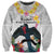 Kiribati Independence Day Sweatshirt Frigatebird Mix Tropical Flowers - White Style