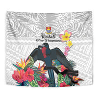 Kiribati Independence Day Tapestry Frigatebird Mix Tropical Flowers - White Style LT14 - Polynesian Pride