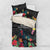 Kiribati Independence Day Bedding Set Frigatebird Mix Tropical Flowers - Black Style