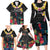 Kiribati Independence Day Family Matching Long Sleeve Bodycon Dress and Hawaiian Shirt Frigatebird Mix Tropical Flowers - Black Style