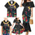 Kiribati Independence Day Family Matching Mermaid Dress and Hawaiian Shirt Frigatebird Mix Tropical Flowers - Black Style