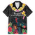 Kiribati Independence Day Family Matching Mermaid Dress and Hawaiian Shirt Frigatebird Mix Tropical Flowers - Black Style