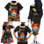 Kiribati Independence Day Family Matching Off The Shoulder Long Sleeve Dress and Hawaiian Shirt Frigatebird Mix Tropical Flowers - Black Style