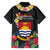 Kiribati Independence Day Family Matching Off Shoulder Short Dress and Hawaiian Shirt Frigatebird Mix Tropical Flowers - Black Style