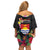 Kiribati Independence Day Family Matching Off Shoulder Short Dress and Hawaiian Shirt Frigatebird Mix Tropical Flowers - Black Style