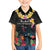 Kiribati Independence Day Family Matching Puletasi and Hawaiian Shirt Frigatebird Mix Tropical Flowers - Black Style