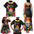 Kiribati Independence Day Family Matching Tank Maxi Dress and Hawaiian Shirt Frigatebird Mix Tropical Flowers - Black Style