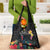 Kiribati Independence Day Grocery Bag Frigatebird Mix Tropical Flowers - Black Style