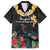 Kiribati Independence Day Hawaiian Shirt Frigatebird Mix Tropical Flowers - Black Style