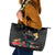 Kiribati Independence Day Leather Tote Bag Frigatebird Mix Tropical Flowers - Black Style