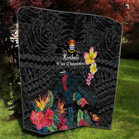Kiribati Independence Day Quilt Frigatebird Mix Tropical Flowers - Black Style LT14 - Polynesian Pride