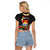 Kiribati Independence Day Raglan Cropped T Shirt Frigatebird Mix Tropical Flowers - Black Style