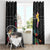 Kiribati Independence Day Window Curtain Frigatebird Mix Tropical Flowers - Black Style