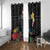 Kiribati Independence Day Window Curtain Frigatebird Mix Tropical Flowers - Black Style