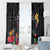 Kiribati Independence Day Window Curtain Frigatebird Mix Tropical Flowers - Black Style