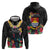 Kiribati Independence Day Zip Hoodie Frigatebird Mix Tropical Flowers - Black Style