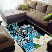 Personalised Guam Liberation Day Area Rug 80th Anniversary Chamorro Latte Stone With Guasali Flowers LT14 - Polynesian Pride