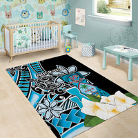 Personalised Guam Liberation Day Area Rug 80th Anniversary Chamorro Latte Stone With Guasali Flowers LT14 - Polynesian Pride