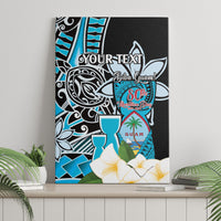 Personalised Guam Liberation Day Canvas Wall Art 80th Anniversary Chamorro Latte Stone With Guasali Flowers LT14 - Polynesian Pride