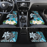 Personalised Guam Liberation Day Car Mats 80th Anniversary Chamorro Latte Stone With Guasali Flowers LT14 Set 4pcs Blue - Polynesian Pride