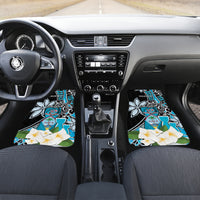 Personalised Guam Liberation Day Car Mats 80th Anniversary Chamorro Latte Stone With Guasali Flowers LT14 Set 2pcs - Front Blue - Polynesian Pride