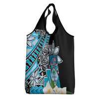 Personalised Guam Liberation Day Grocery Bag Chamorro Latte Stone With Guasali Flowers LT14 - Polynesian Pride
