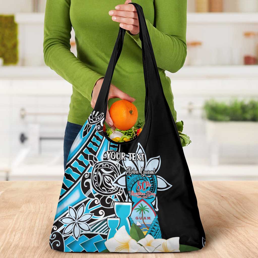 Personalised Guam Liberation Day Grocery Bag Chamorro Latte Stone With Guasali Flowers LT14 - Polynesian Pride