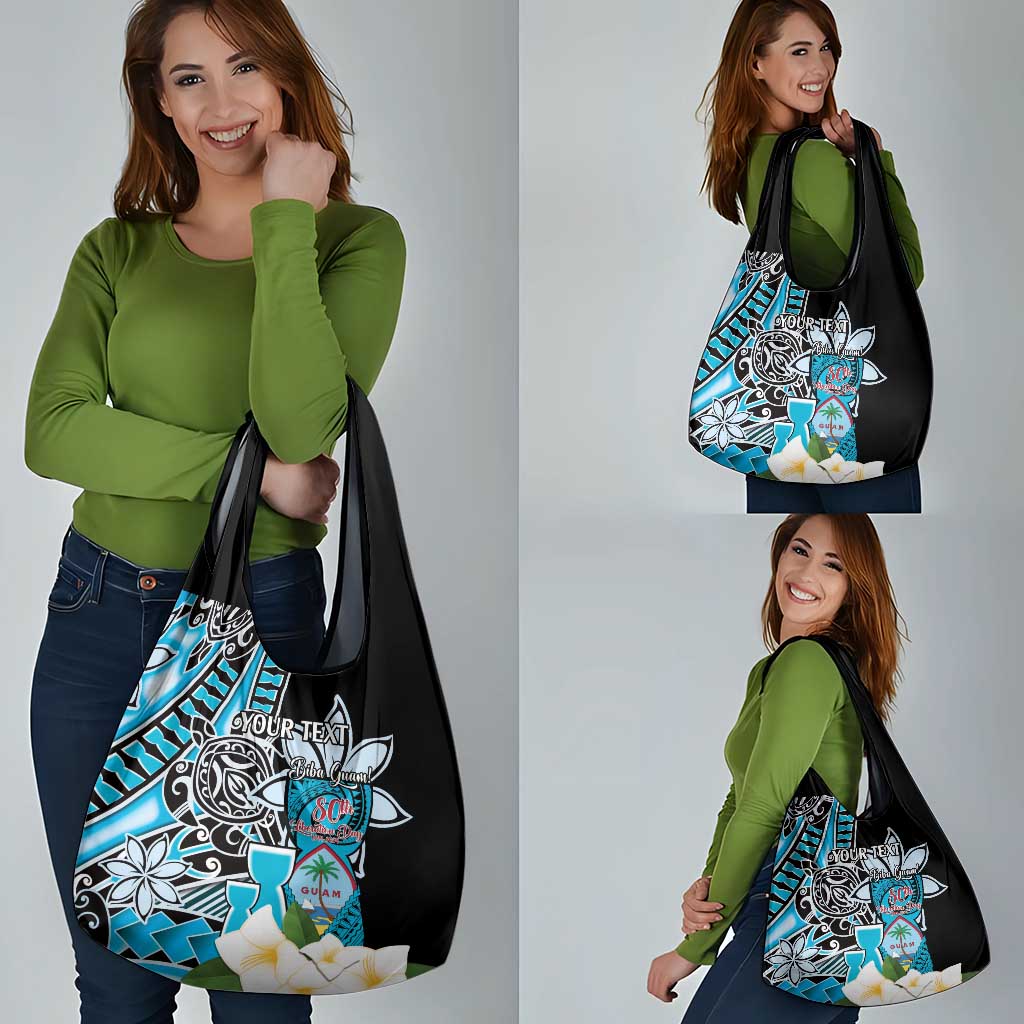 Personalised Guam Liberation Day Grocery Bag Chamorro Latte Stone With Guasali Flowers LT14 - Polynesian Pride
