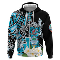Personalised Guam Liberation Day Hoodie 80th Anniversary Chamorro Latte Stone With Guasali Flowers LT14 Zip Hoodie Blue - Polynesian Pride