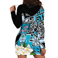Personalised Guam Liberation Day Hoodie Dress 80th Anniversary Chamorro Latte Stone With Guasali Flowers LT14 - Polynesian Pride