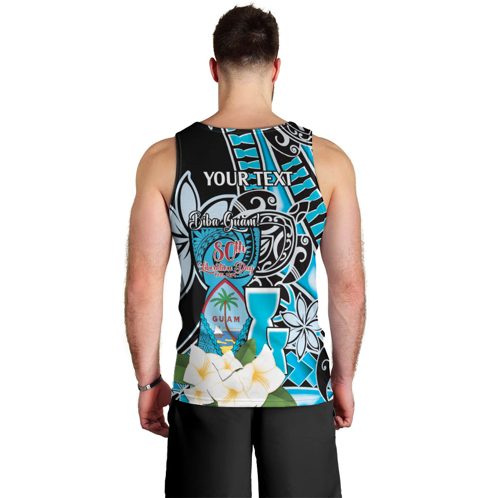 Personalised Guam Liberation Day Men Tank Top 80th Anniversary Chamorro Latte Stone With Guasali Flowers LT14 - Polynesian Pride