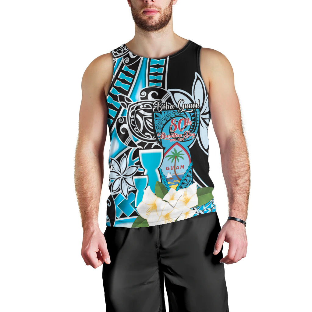Personalised Guam Liberation Day Men Tank Top 80th Anniversary Chamorro Latte Stone With Guasali Flowers LT14 - Polynesian Pride